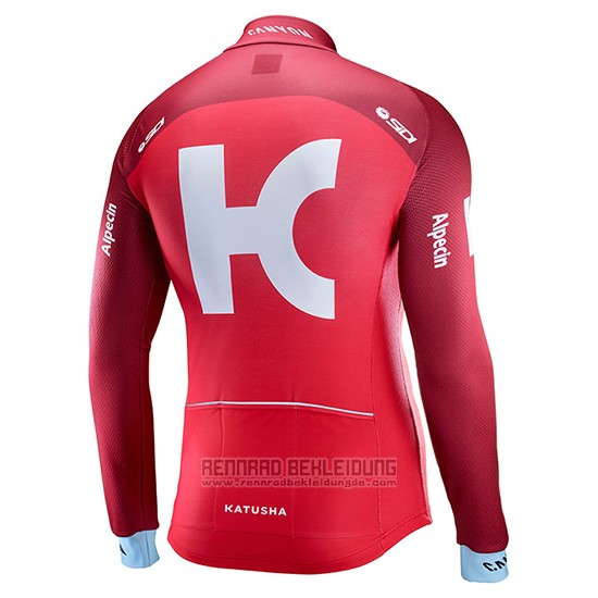 2017 Fahrradbekleidung Katusha Alpecin Rot Trikot Langarm und Tragerhose - zum Schließen ins Bild klicken